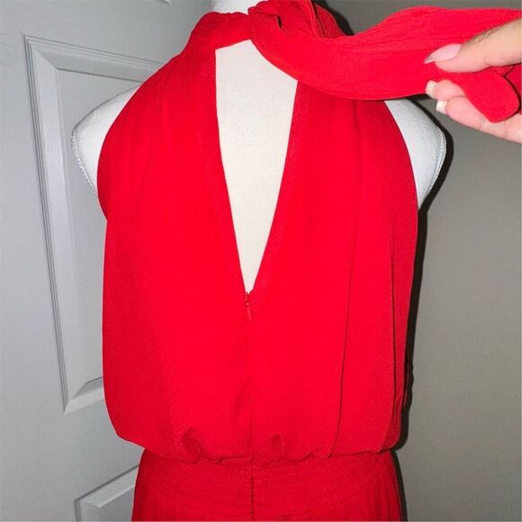 Vince Camuto Women's Halter Neck Wide Leg Jumpsuit Red Size L Party/Cocktail - Picture 7 of 16